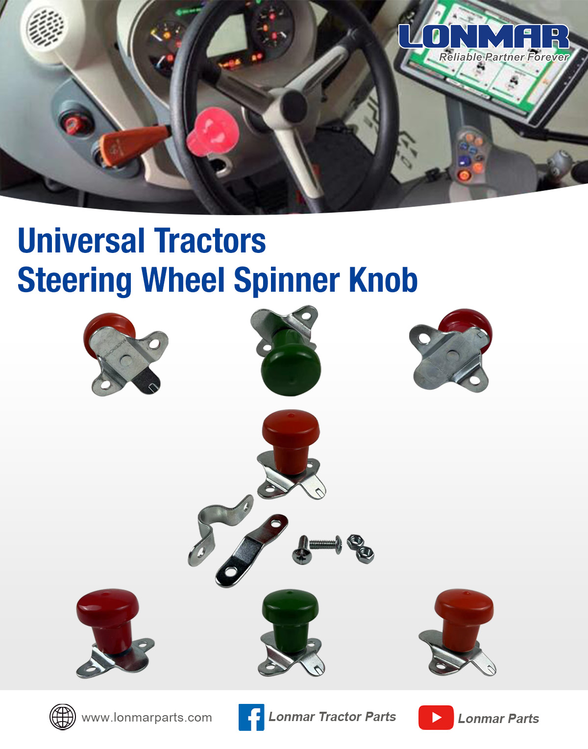 universal tractors steering wheel spinner knob color LONMAR ZHEJIANG BOVO IMP&EXP CO.,LTD